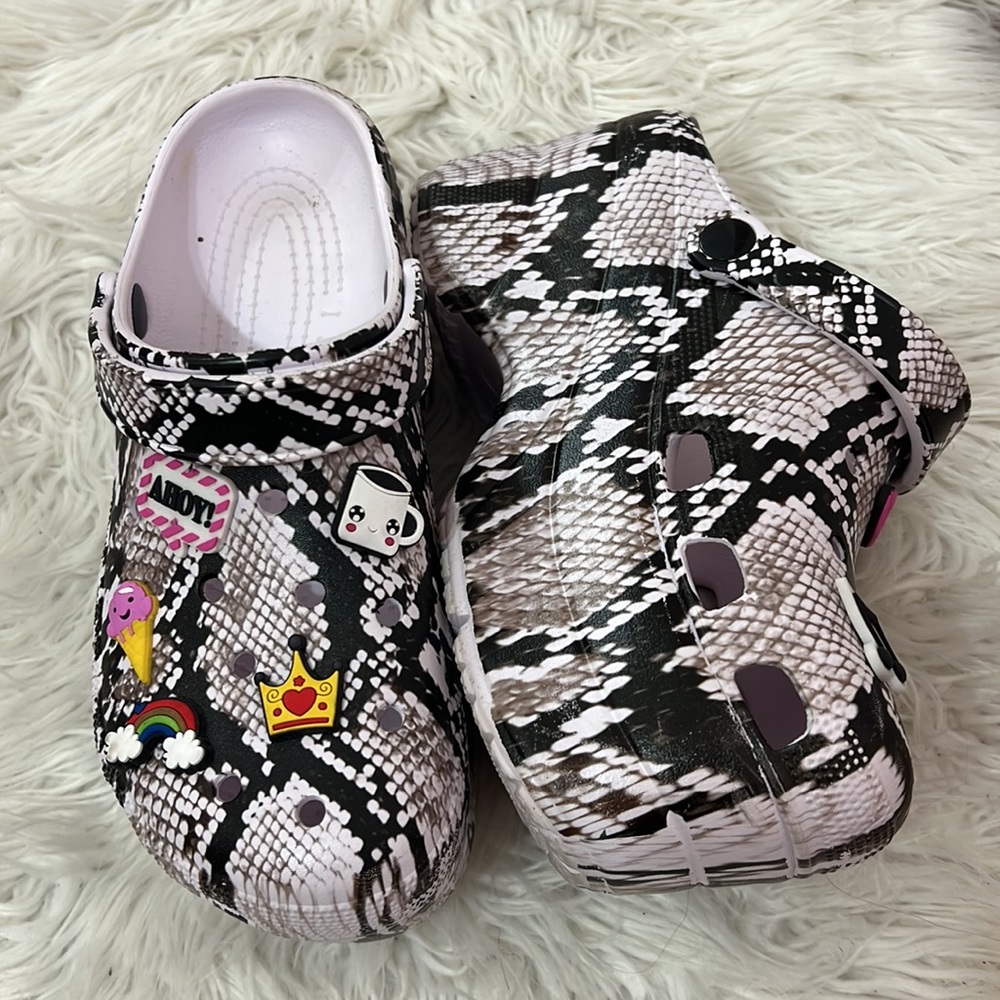 Snakeskin Print Platform Crocs